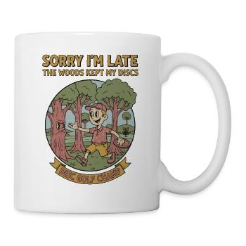 Désolé d’être en retard, Woods a gardé mes disques Disc Golf champion - Mug blanc - blanc - Droite