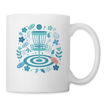 Disc Golf Korb Blumen fliegender Disc Golf Spaß - Tasse - Weiß - Rechts