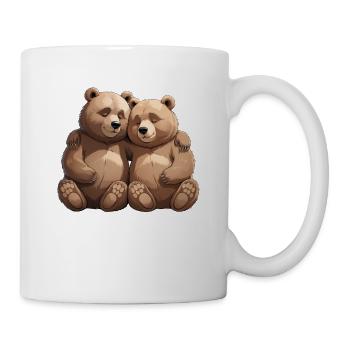 Zwei Kuschelbären Umarmung - Tasse - Weiß - Rechts