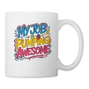 Cardiac Tech My Job Is Pumping Awesome Echo Tech - Tasse - Weiß - Rechts