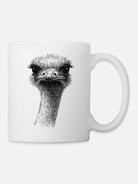 Emu Strauß Portrait - Tasse - Weiß