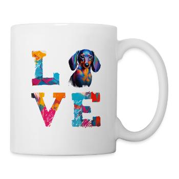 Farbenfroher Dackel Love Art Doxie Hund - Tasse - Weiß - Rechts