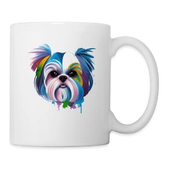 Colorful Shih Tzu Art Chrysanthemum Dog Mom - Mug - white - Right