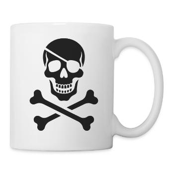 Klassischer Jolly Roger Piraten Totenkopf - Tasse - Weiß - Rechts