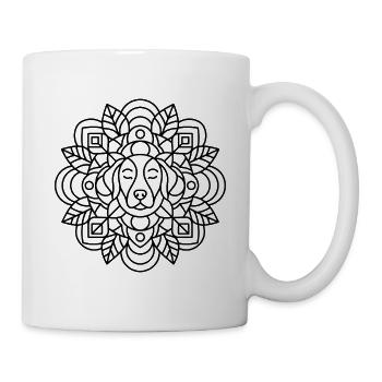 Hund Mandala mit symmetrischer Ornamentik - Tasse - Weiß - Rechts