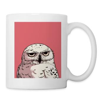 Grumpy Owl Illustration – Urteilende Tierkunst De - Tasse - Weiß - Rechts