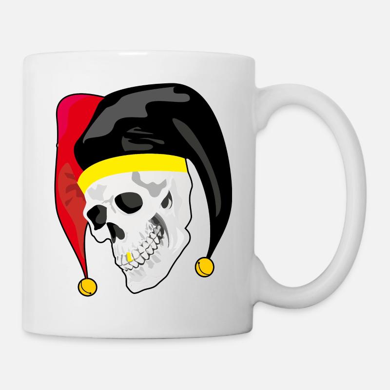Crâne d’Arlequin : Style Rebelle et Or - Mug blanc - blanc