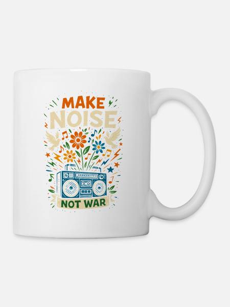 Make noise not war, peace musik - Tasse - Weiß