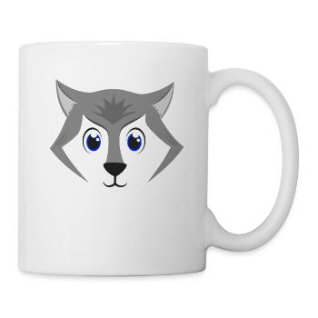Niedliches Wolfsgesicht Kawaii Graues Holzwolf-Kostüm - Tasse - Weiß - Rechts