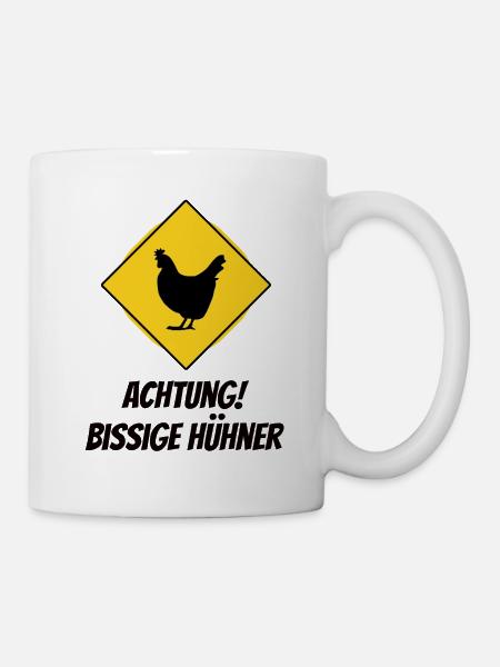 Attention! Snappy chickens – funny warning sign - Mug - white