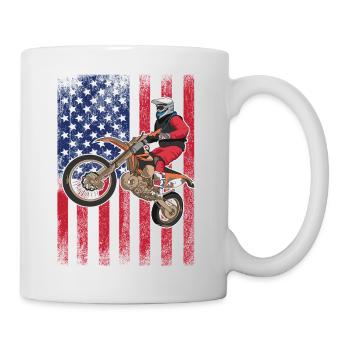 Drapeau américain du vélo de cross, - Mug blanc - blanc - Droite