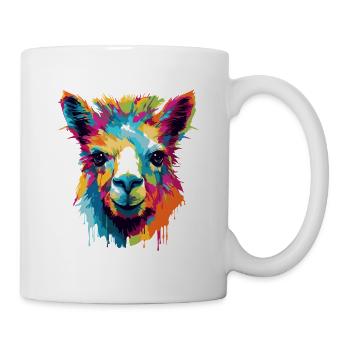 Llama Farbexplosion Popart - Tasse - Weiß - Rechts