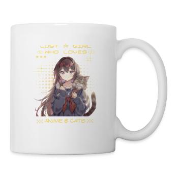 Anime Girl liebt Katzen – Cute Otaku Design - Tasse - Weiß - Rechts
