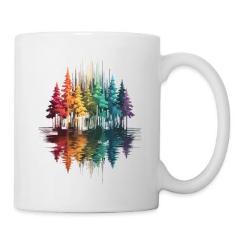 Bäume, Wald, Natur, Wildnis, Outdoor, Reflexion - Tasse - Weiß - Rechts