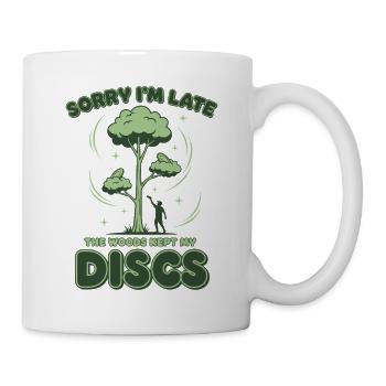 Disc Golf Désolé d’être en retard Les bois ont gardé mes disques - Mug blanc - blanc - Droite