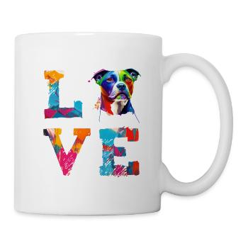 Staffordshire Dog Love Colorful Art Dog Portrait - Mug - white - Right