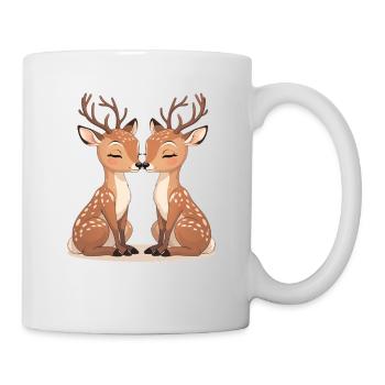 Kuschelige Reh-Duo Küssendes Motiv - Tasse - Weiß - Rechts