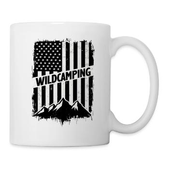 Wild Camping Adventure Mountains USA Flag - Mug - white - Right