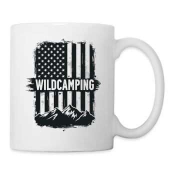 Drapeau des Montagnes des États-Unis de camping sauvage - Mug blanc - blanc - Droite