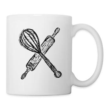 Nudelholz und Handmixer - Tasse - Weiß - Rechts