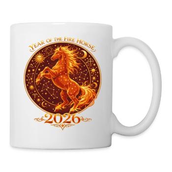 Chinesisches Neujahr 2026 Pferd Vintage  - Tasse - Weiß - Rechts