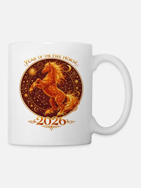 Millésime des chevaux du Nouvel An chinois 2026 - Mug blanc - blanc