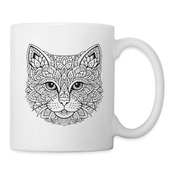 Mandala Katze Gesicht - Tasse - Weiß - Rechts
