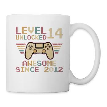 Level 14 Freigeschaltet - Tasse - Weiß - Rechts