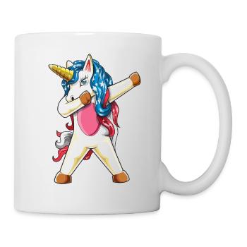 Dabbing Americorn Patriotic American Flag Unicorn - Mug - white - Right