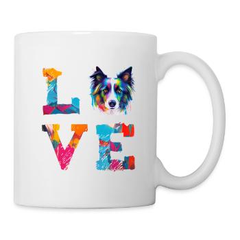 Colorful Border Collie Love Dog Art Portrait - Mug - white - Right