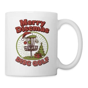 Merry Discmas Disc Golf Funny Flying Disc Basket - Mug - white - Right