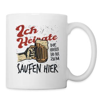 JGA Partnerlook Junggesellenabschied Bier Saufen - Tasse - Weiß - Rechts