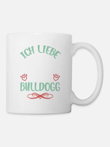 Bulldogge Liebe mit Flügeln - Tasse - Weiß