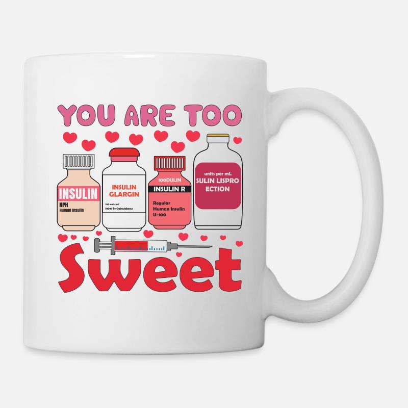 Illustration des bouteilles d’insuline trop sucrées - Mug blanc - blanc