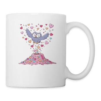 Pastell-Eule mit Liebesherzen - Tasse - Weiß - Rechts