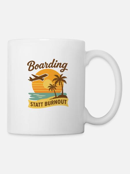Boarding statt Burnout, Tropischer Sonnenuntergang - Tasse - Weiß