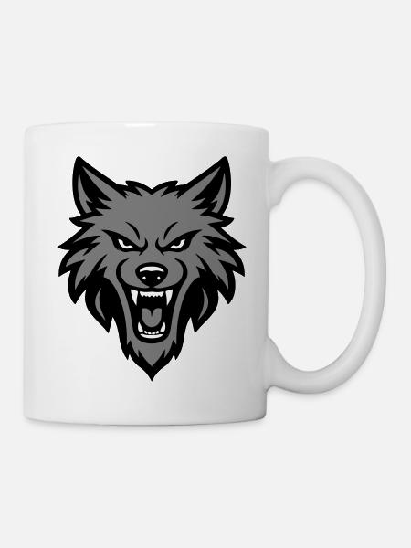 Wolf Kopf Logo - Tasse - Weiß
