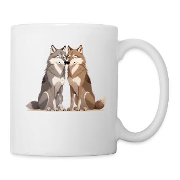 Umarmende Wölfe Duo - Tasse - Weiß - Rechts