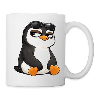 Cool cartoon penguin with sunglasses skeptical - Mug - white - Right