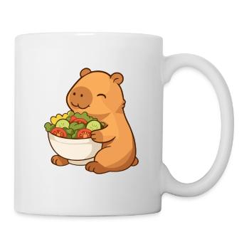Capybara with colorful salad bowl - Mug - white - Right