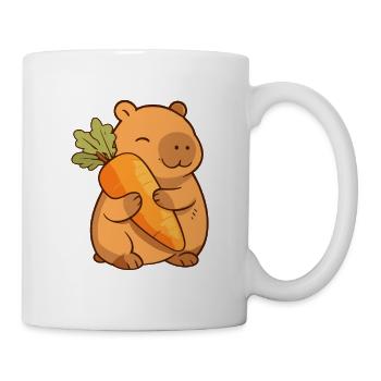 Capybara with carrot – relaxed & cute - Mug - white - Right