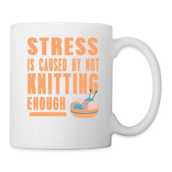 Stress Relief Through Knitting Funny Yarn Life - Mug - white - Right