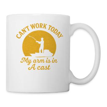 I Can't Work Today My Arm Is In A Cast Angler - Mug - white - Right