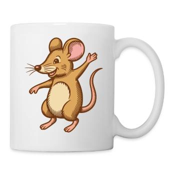 Cute mouse dancing jumps happy funny happy - Mug - white - Right