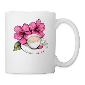 Impression de tasse à café en hibiscus - Mug blanc - blanc - Droite
