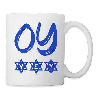 OY VEY funny Yiddish and Jewish sayings David Star - Mug - white - Right