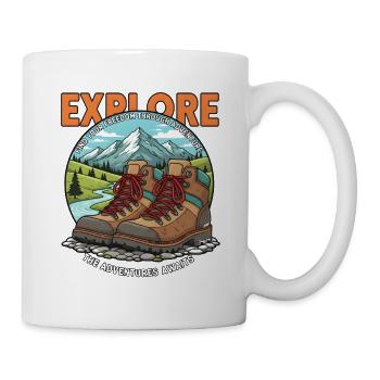 Explore Adventure – Wandern Outdoor Berge Natur - Tasse - Weiß - Rechts