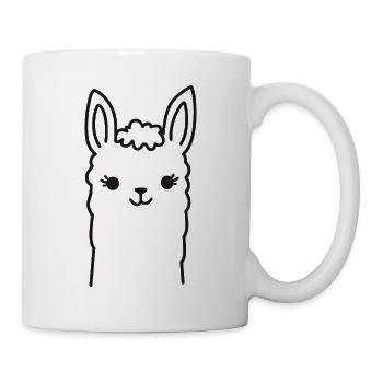 Cute Alpaca Llama Head Line Art - Mug - white - Right