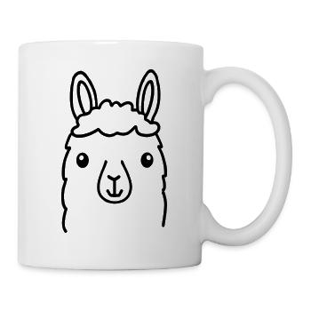 Cute Alpaca Llama Head Line Art - Mug - white - Right