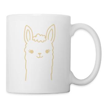 Cute Alpaca Llama Head Line Art - Mug - white - Right